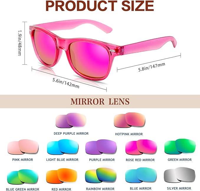 Matcheck 8/16 Pack Neon Colors Sunglasses Wholesale Bulk Party Favors Retro Classic Glasses Birthday Pool Unisex Adult