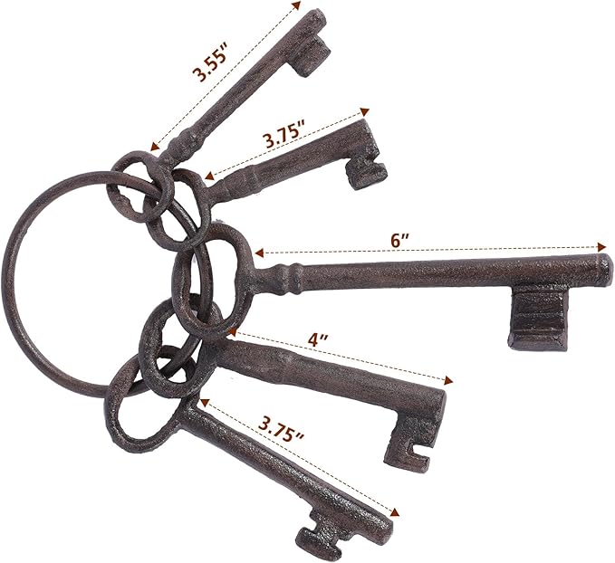 Cast Iron Keys Decor Vintage Pirate Keys Skeleton Keys For Antique Style Treasure Chest Keys Set Halloween Prop