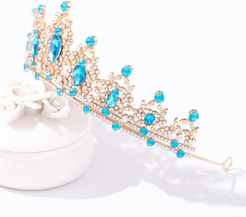 FORSEVEN Crystal Tiaras for Women, Wedding Tiaras and Crowns for Women Tiaras for Birthday Party Princess Crown Hair Accessories Bride Rhinestone Halloween Decorations Headband