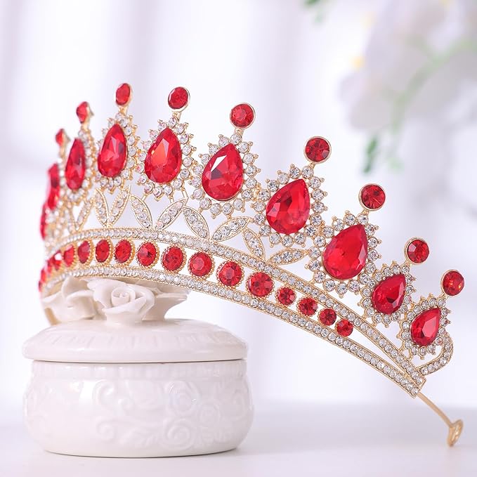 FORSEVEN Crystal Tiaras and Crowns for Women - Wedding and Birthday Party Princess Crown Hair Accessories - Bride Rhinestone Headband Halloween Decorations Hairband