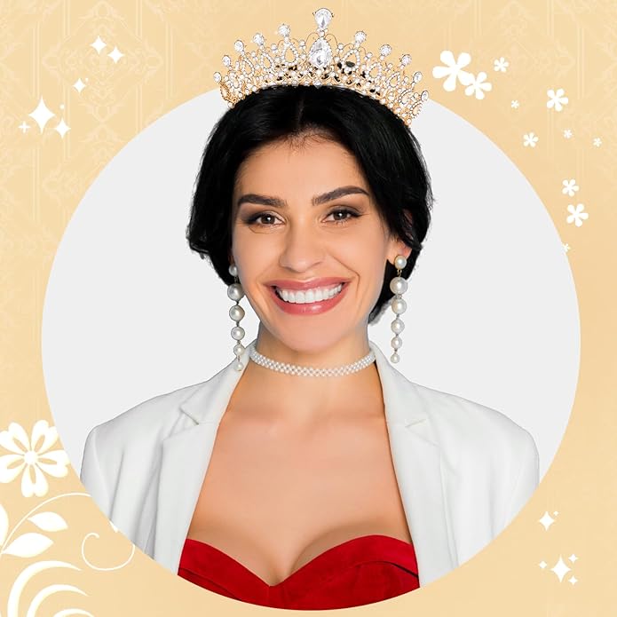 12 Pcs Crystal Tiara and Princess Crown with Comb Crown Rhinestone Women Girls Tiara Headpiece Queen Hair Accessories for Birthday Party Wedding Prom Halloween Cosplay Costume