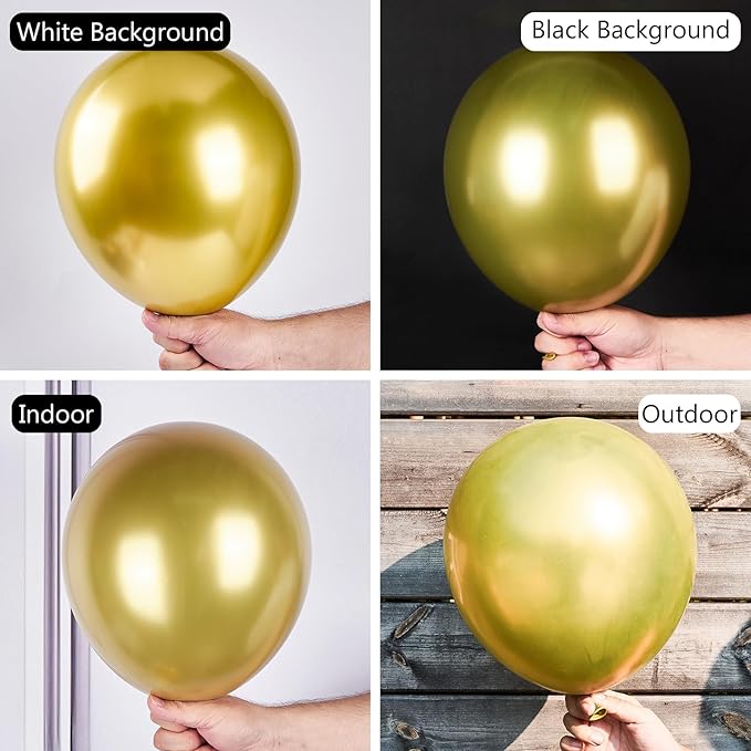 PartyWoo Metallic Gold Balloons 100 pcs 12 Inch Chrome Gold Latex Balloons for Graduation Baby Shower Gender Reveal Christmas Wedding New Year Anniversaries Birthday Party Decorations Gold-G101