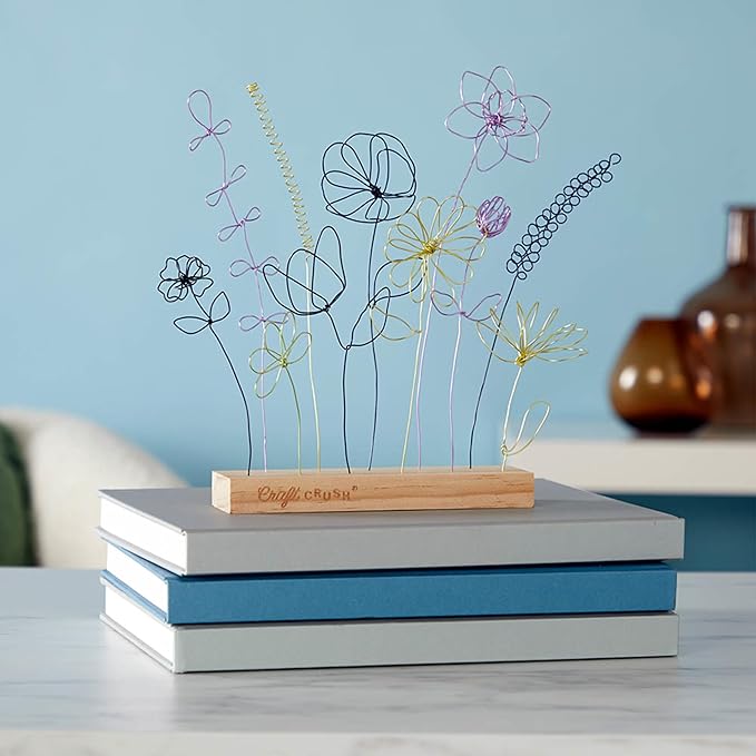 Craft Crush Wire Flowers - Create Unique Craft Wire Flower Designs with Easy to Use Tool and Guide with Display Stand - for Teens and Adults Ages 12, 13, 14, 15 and Up