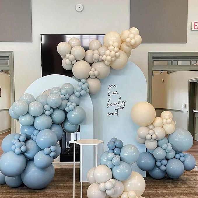 Dusty Blue Balloon Arch Kit, Dusty Blue and White Balloon Arch Garland Kit Light Blue Macaron Blue White Pearl Balloons for Boys Wedding Birthday Baby Shower Gender Reveal Decorations