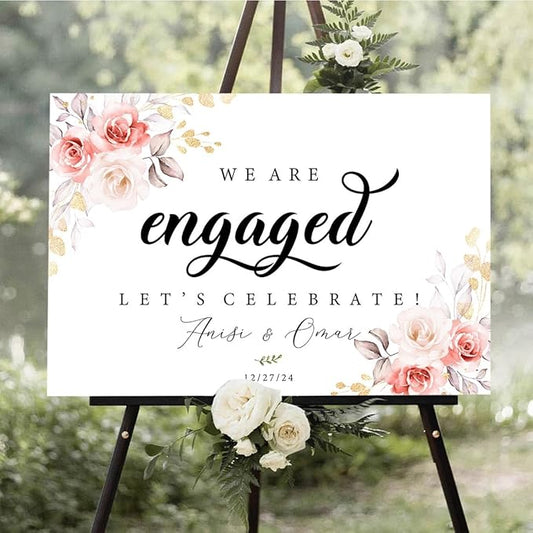 Personalized Engagement Welcome Sign, Engagement Party Sign, Engagement Decor, Engagement Decorations, Engagement Sign, Engaged Sign, Engaged Welcome Sign UNIPROSIGNS #4, Version-04