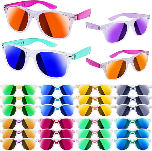 24 Pack Kids Sunglasses Party Favors, Neon Translucent Sunglasses with UV Protection in Bulk for Kids and Adults, Perfect for Summer Pool Beach Birthday Graduation Party, Outdoor Party Supplies