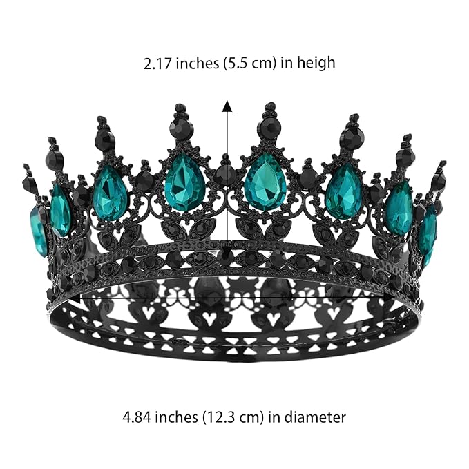 Black Crown for Women Crystal Tiara and Queen Crown for Girl Wedding Headband for Bride Hair Accessories for Costume Birthday Party Cake Decoration Prom
