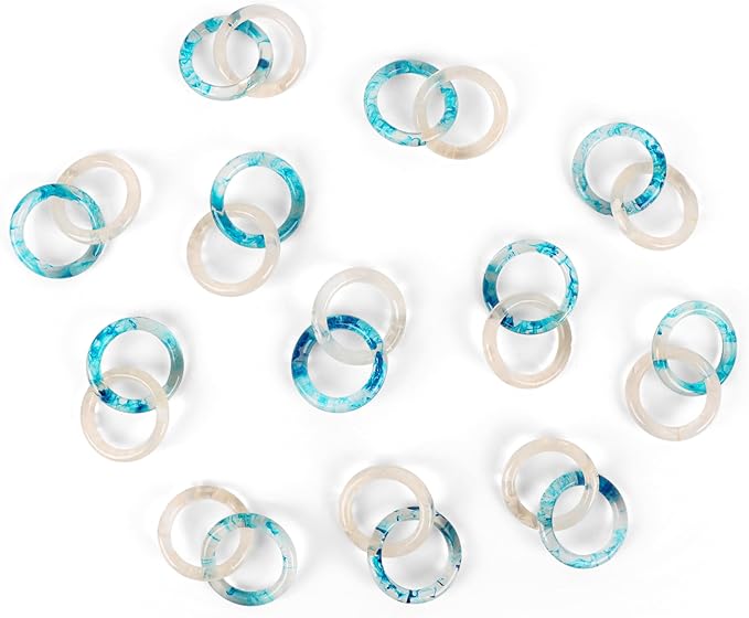 Set of 8 Epoxy Resin Napkin Ring - Interlocked Handmade Farmhouse Table Decor for Dining, Weddings, Holidays - Durable Elegant Napkin Holders for Special Occasion Blue Opaque - CLEENTABLE