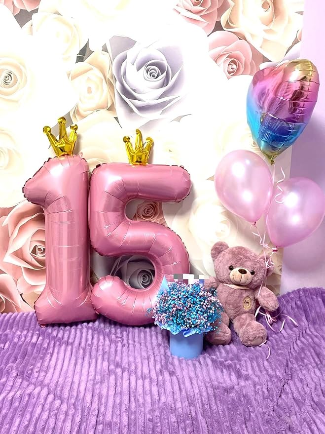 Pink Crown Number 1 Balloon 40 inch, Number 1 Birthday Balloons for Boy Girl, Pink Crown Foil One Balloon for 1st 10 11 12 16 18 Birthday Party, Anniversary Celebration Numbers Decorations