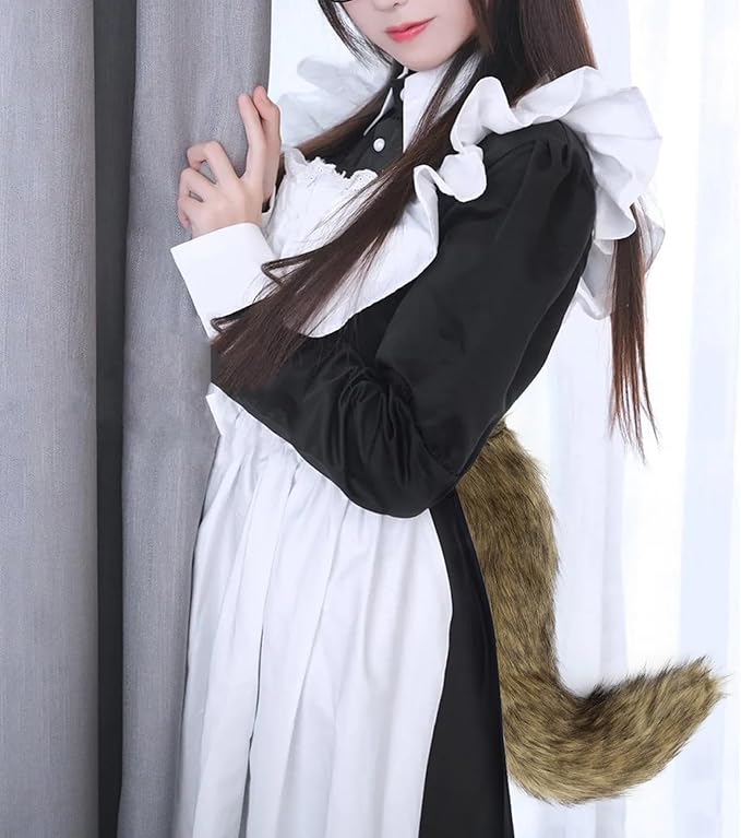 Adolala Faux Fur Fox Tail Cat Wolf Set Plush Mask Fluffy Paw Gloves Halloween Christmas Party for Women