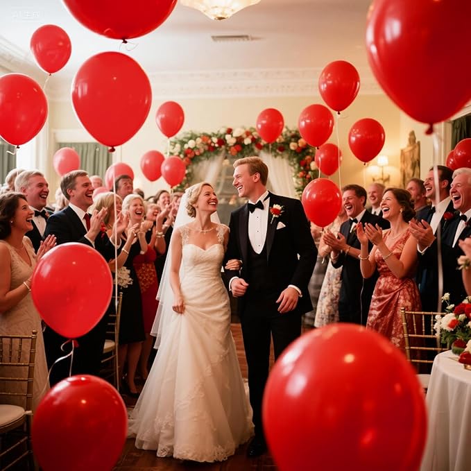 KAWKALSH Red Balloon 110pcs, 12 Inch Thickened Red Latex Helium Balloons for Graduation Wedding Independence Day Valentine's Day Memorial Day Christmas Engagement Birthday Party Decorations