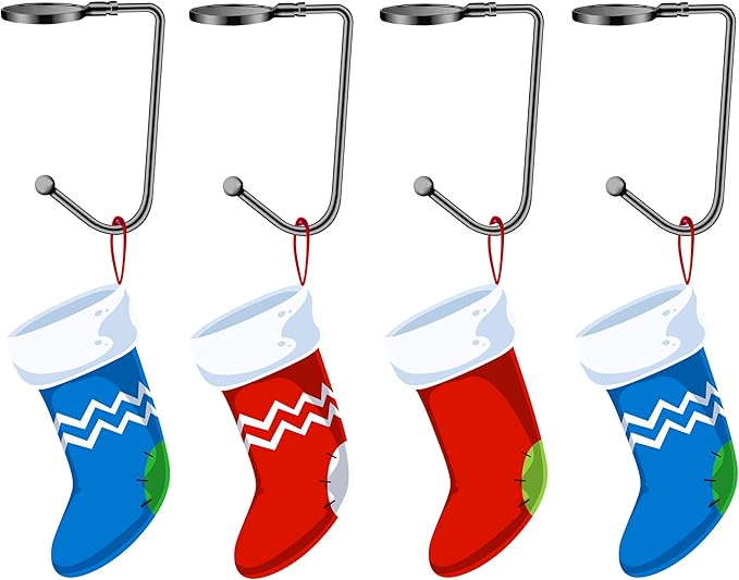 Christmas Stocking Holders Christmas Stockings Hooks Hanger Clip Non-Slip Safety Fireplace Hooks Mantel Hooks for Christmas Party Decoration (Black, 10)