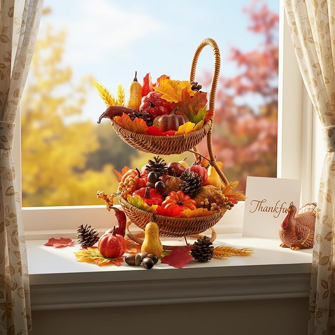 Fake Pumpkin Decor Set,Mini Fake Pumpkin Decor,Fall Harvest Decorations,Halloween Thanksgiving Decor and Table Centerpieces