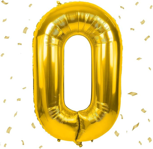 40 inch Gold Number Balloon Giant Foil Helium Balloons Gold Number 0 Balloon for Birthday Party Anniversary Decorations Supplies