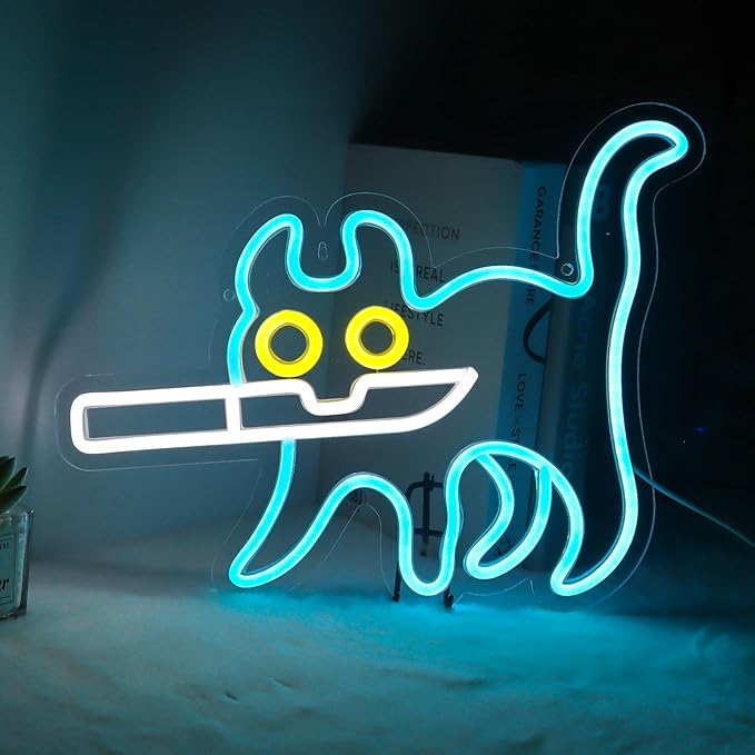 Cat Neon Sign Funny Room Decor Sign Cat Decor For Kitchen Cat Room Decor For Girls Bedroom Home Living Room Gifts For Cat Lovers Kids Night Light