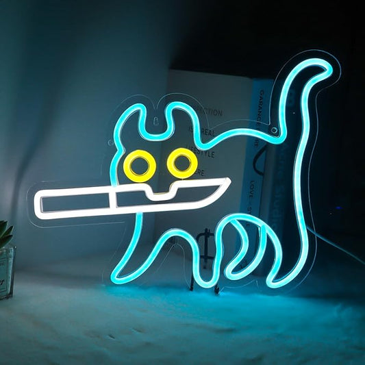 Cat Neon Sign Funny Room Decor Sign Cat Decor For Kitchen Cat Room Decor For Girls Bedroom Home Living Room Gifts For Cat Lovers Kids Night Light