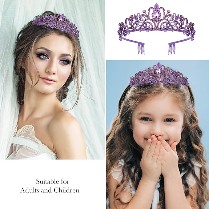 VELSCRUN Birthday Tiara & Crown Set - Princess Sash, Happy Birthday Girl Tiara, Party Decorations & Gifts