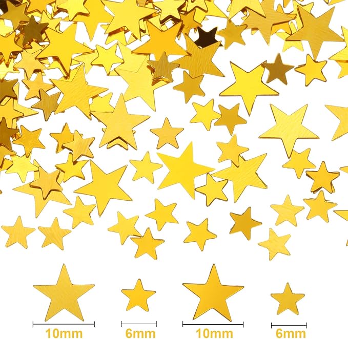 Hestya 60g Star Confetti Glitter Table Confetti Metallic Foil Stars for Christmas Party Wedding Festival Decorations(Gold,10mm and 6mm)
