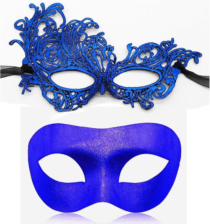 Couple Masquerade Mask for Women Men Shiny Venetian Mask Halloween Mask for Party Prom Ball Costume Lace Masks