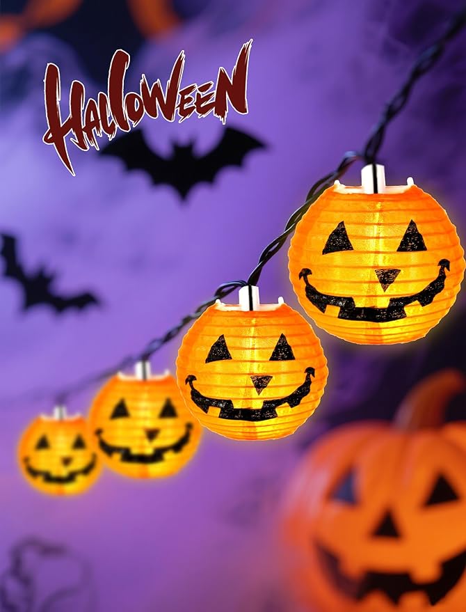 Cozy Autumn Pumpkin Lanterns, 12ft 20 LED Fall Decor String Lights, UL Certified for Indoor & Outdoor, Perfect for Thanksgiving, Harvest Festivals & Warm Porch Lighting
