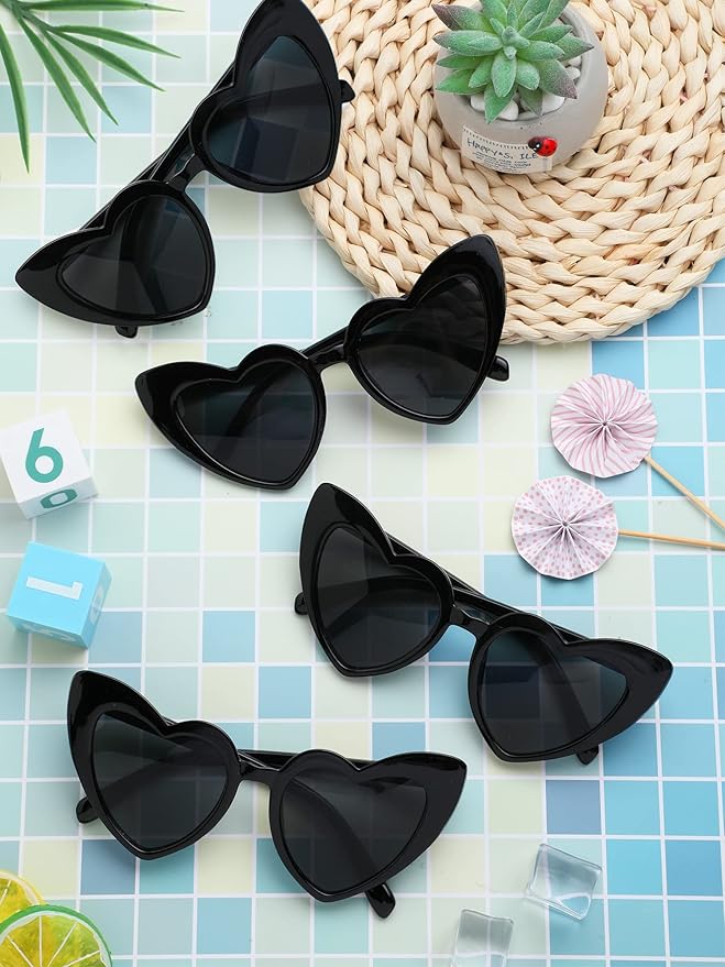 Flutesan 15 Pairs Heart Shaped Sunglasses Vintage Cat Eye Sunglasses for Bachelorette Party Supplies