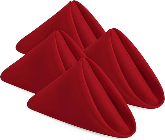 Utopia Home [24 Pack, Red] Cloth Napkins 20x20 Inches, 100% Polyester Hemmed Edges, Washable and Reusable Ideal for Parties, Weddings and Dinners