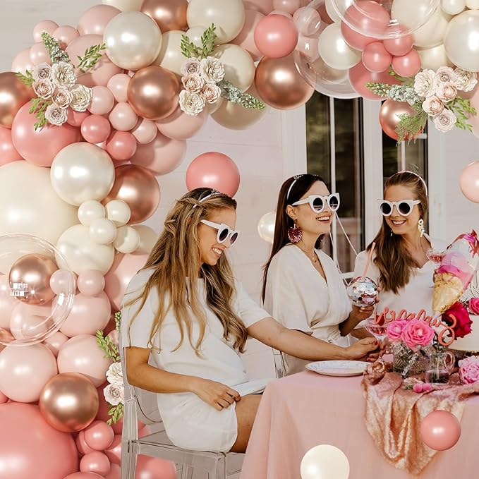Dusty Pink Balloon Arch Kit 126 Pcs Retro Blush Pink and Metallic Rose Gold Balloon Arch Garland Kit for Wedding Birthday Baby Shower Gender Reveal Bridal Decorations