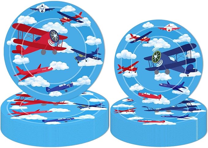 Airplane Party Plates and Napkins Airplane Aircraft Birthday Party Decorations Aviation Theme Party Tableware Set Boys Baby Shower Birthday Party Supplies Favors