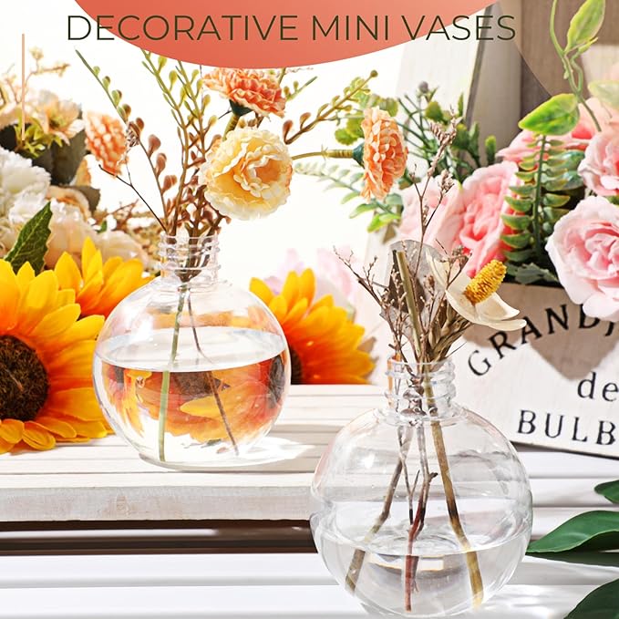 Jinei 30 Pcs 6 oz Ball Shape Plastic Sand Art Bottles Spherical Clear Plastic Potion Bottles Christmas Cocktail Ornament Balls for DIY Wedding Party Gift Crafts Decoration (Gold,Aluminum Cap)