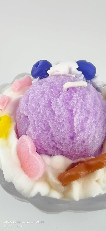 Generic Ice Cream Aromatherapy Candles, Glass Goblet, Decorative Dessert Shape, Fruit Fragrance, Christmas Birthday Festival Gift (Blueberry Lemon)
