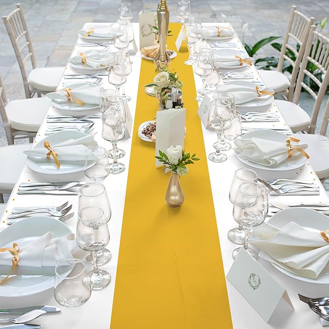 12Pcs White and Gold Tablecloth Party Decorations,Plastic White Table Cloth Printed Gold Table Runner Disposable Rectangle Tables Cover for Birthday Wedding Anniversary Graduation Party,54 x108 Inch
