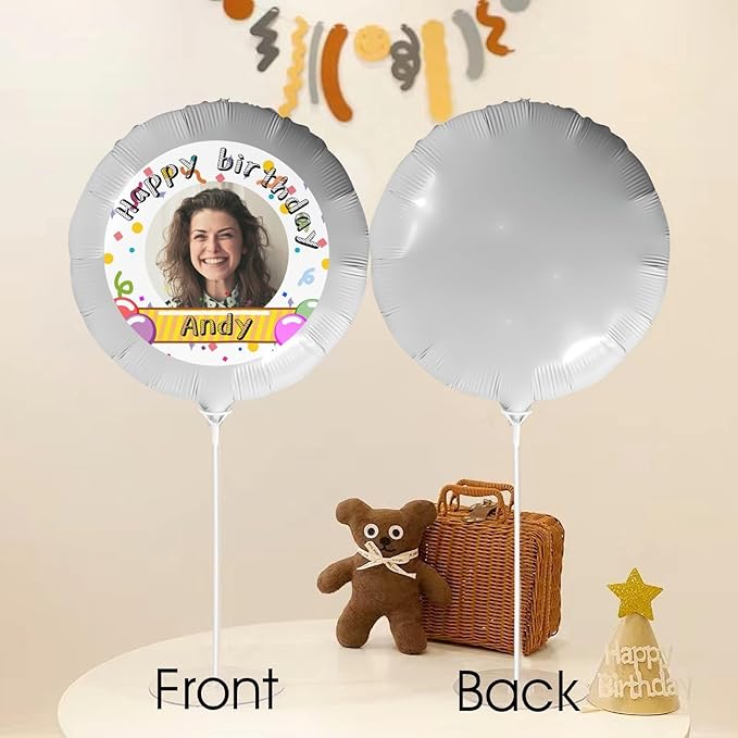 Custom Balloons Photo Text Party Personalized Picture Balloons with logo Names Balloons First Birthday, Birthday Party, 16 years old Party, Christmas Party Balloon With Stand and Pump
