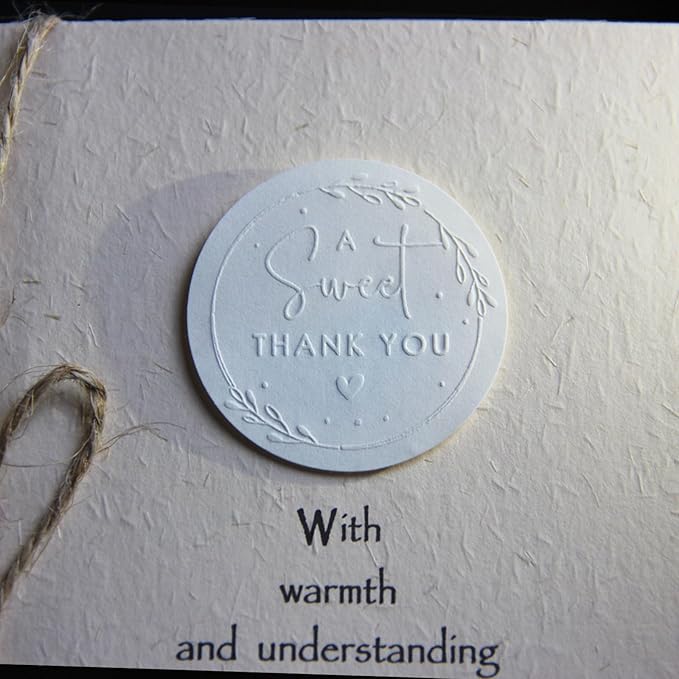 100x A Sweet Thank You Embossed Stickers Wedding Sticker Wedding Snack Bag Sweets Desserts Favors Stickers Embossed Labels Thank You Gift Tags Party Favor Label Round Sticker (A Wweet Thank You)