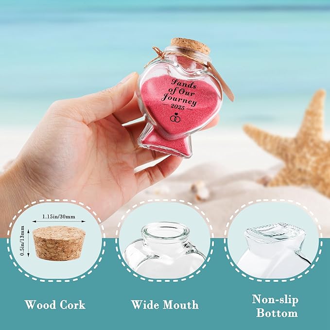 Azrra Honeymoon Sand Keepsake Jar 2025, Bridal Shower Gifts, Honeymoon Essentials for Newlywed, Engagement, Wedding Gifts for Couples 2025, Heart Shaped Jar with DIY Stickers & Gift Box