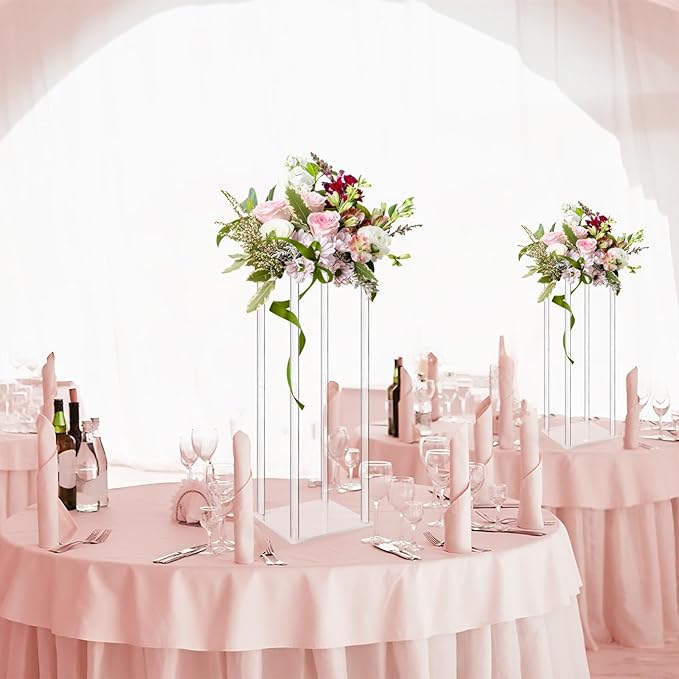 6Pc Tall Acrylic Vases Wedding Centerpieces for Tables - 20inch Clear Flower Stand for Wedding Birthday Party Home Table Decorations