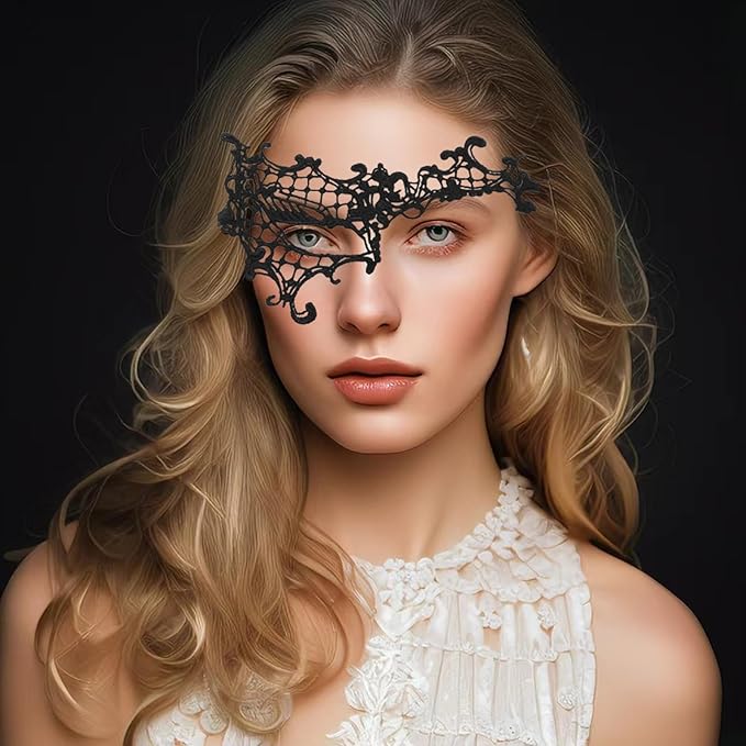 JOYFISCO Masquerade Mask for Women Metal Mask Shiny Rhinestone Venetian Party Prom Ball Bar Halloween Costume Accessory