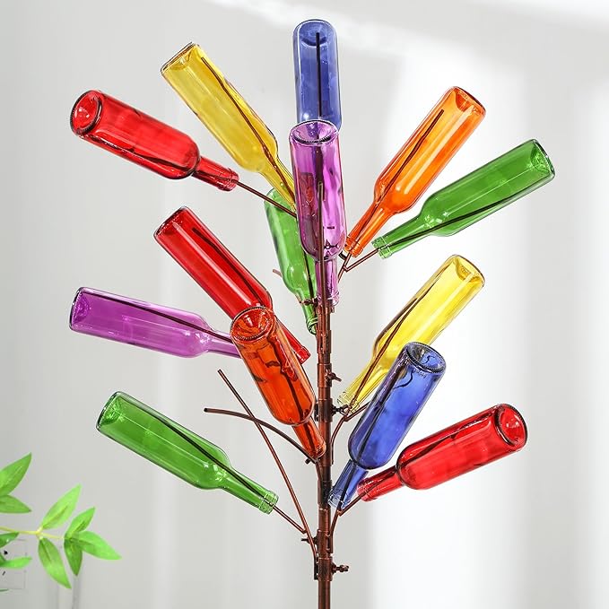 Rtteri 12 Pcs Decorative Colored Wine Bottles 375ml Empty Glass Bottles for Flowers Wedding Decor Centerpiece Christmas Party Favor DIY Crafts (Multicolor)