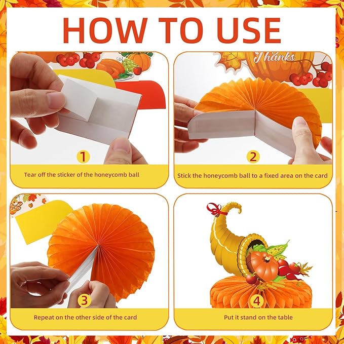 Thanksgiving Table Decorations Centerpieces 9pcs Friendsgiving Table Decorations Fall Centerpieces Turkey Centerpieces for Tables Thanksgiving Honeycomb Table Decorations for Fall Pumpkin Party