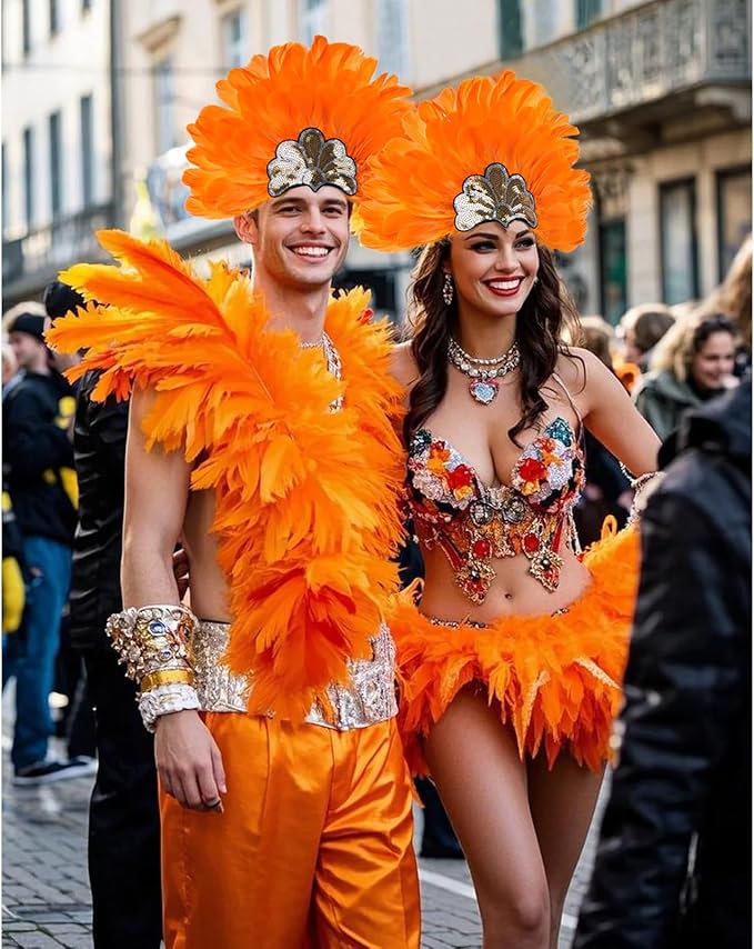 Women's Carnival Feather Headpieces Sequin Headdress for Wedding Masquerade Party Cosplay Feather Headbands