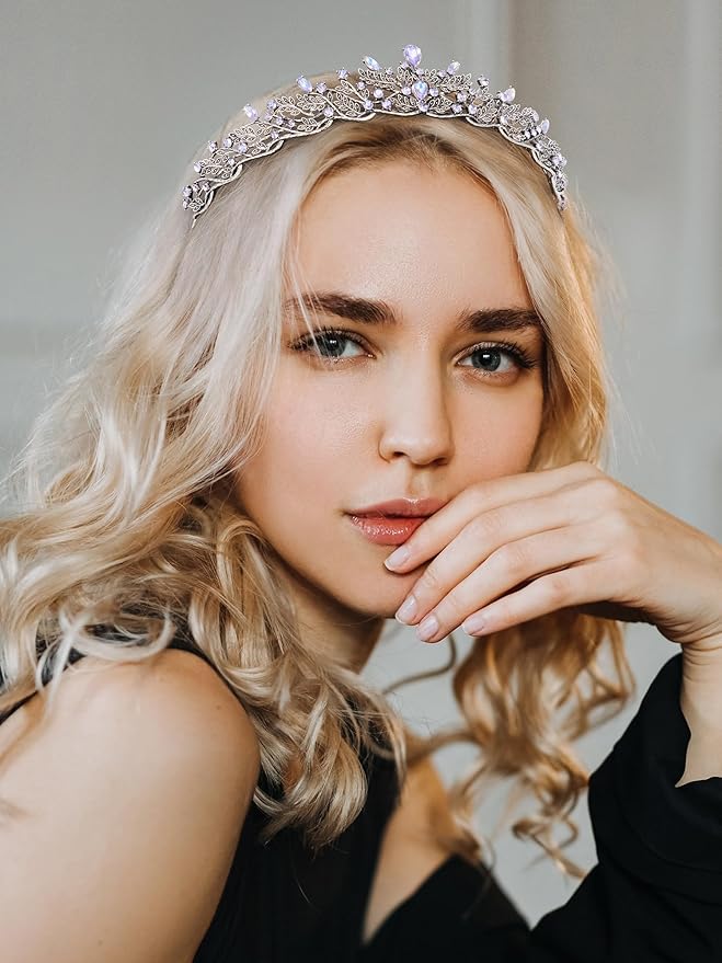 SWEETV Gold Princess Tiaras for Women Girls, Queen Crowns Tiaras Adult Headband for Bride Wedding Bridal Birthday Quinceanera Pageant Party Prom,Halloween Costume Cosplay Accessories Christmas Gift, Purple