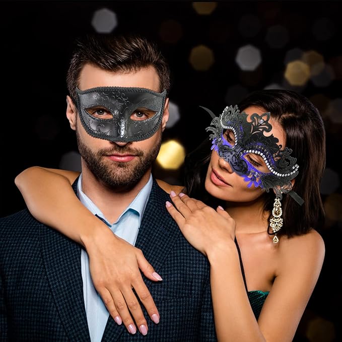 Coddsmz Couple Masquerade Mask Set - Venetian & Mardi Gras Mask for Women & Men