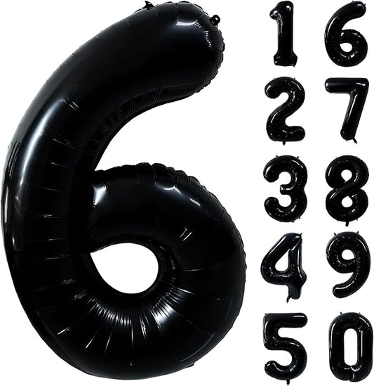 40 inch Black 6 Number Balloon Giant Foil Helium Balloons Black Large Digital Balloon 6 Number 6 Balloons for 6th Birthday Party Decorations Anniversary Events Decoration Supplies