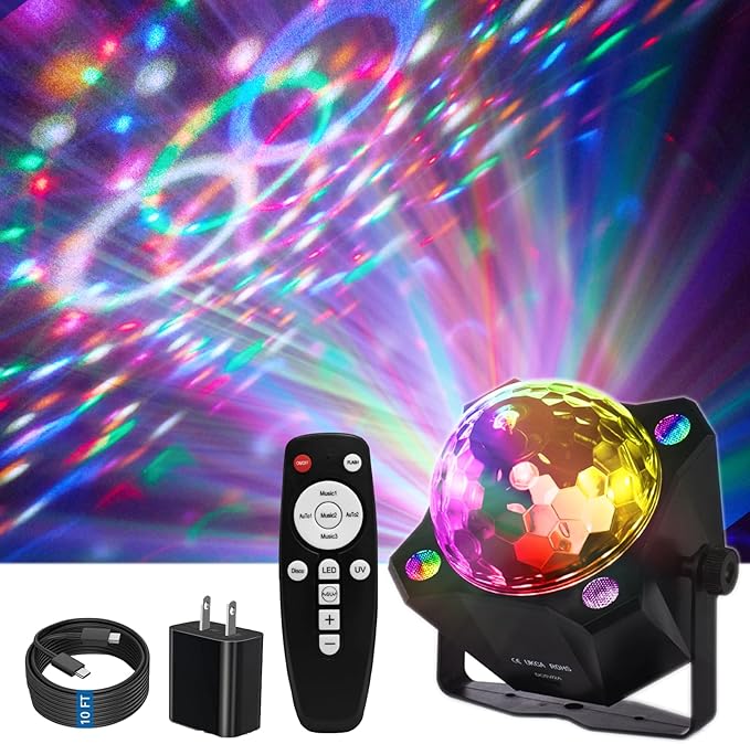 Disco Ball Party Lights Sound Activated with Strobe Effect for Halloween Christmas Parties Birthday Karaoke Wedding Home Club Decor