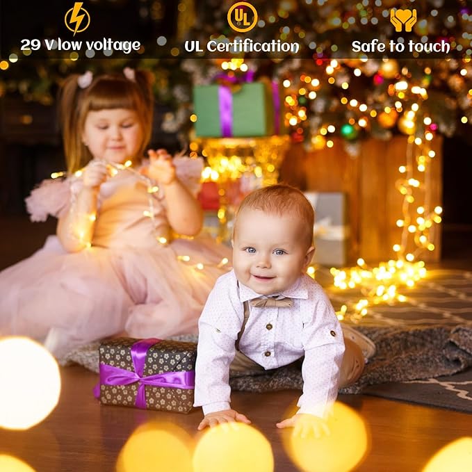66FT 200 LED Christmas Lights Outdoor, Plug in Christmas String Lights Indoor, Waterproof & 8 Modes & Timer Function, Connectable Fairy Twinkle Light for Bedroom Wedding Garden Decor, Warm White