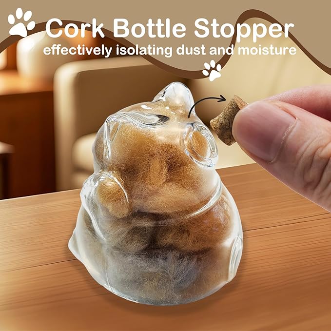 【NEW】Memorial Bottle for Pet Hair with Base, Cat Pet Fur Keepsake, Pet Hair Memorial Keepsake, Pet Memorial Gifts for Cats, Cat Keepsake Fur Holder Cat Whisker Jar Memory Sympathy Gift Vials for Cat