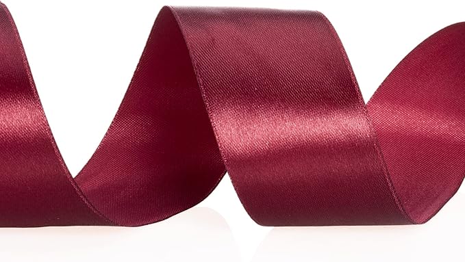 1 1/2 Inch Wine Red Solid Satin Ribbon, 50 Yards Craft Fabric Ribbon for Gift Wrapping Floral Bouquets Wedding Party Decoration