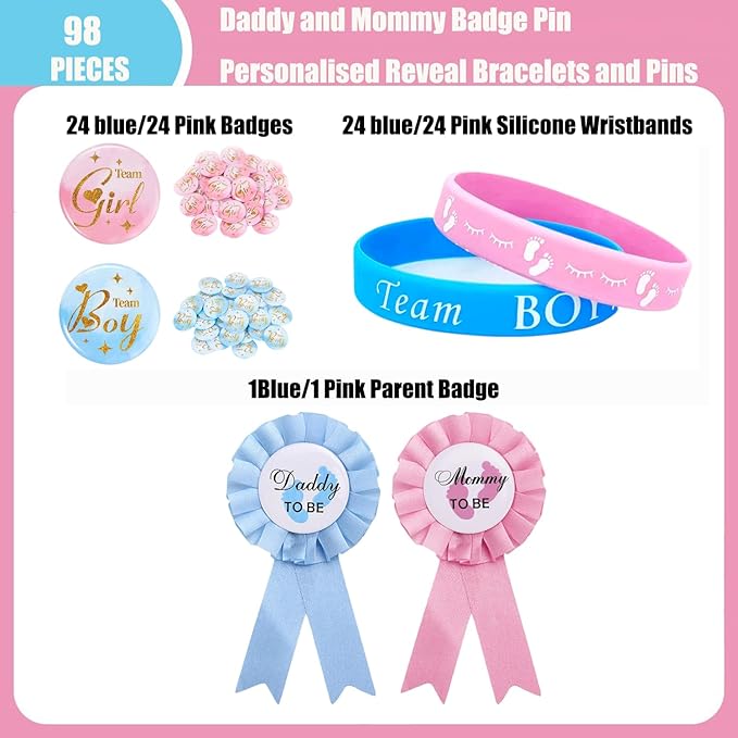 Gender Reveal Party Kit -Gender reveal party for new baby Set，Guess the Boy or Girl Gender Party Decorations，For Revelacion De Sexo De Bebe Big Gift Pack