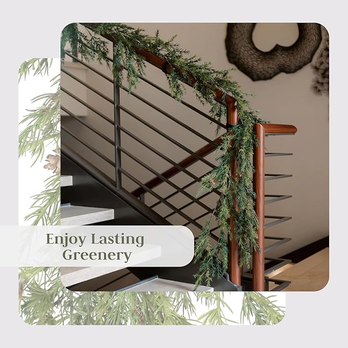 CG Hunter Holiday Collection Faux Garland, Premium Artificial Indoor and Outdoor Large 9-ft Pinecone Christmas Garland, Christmas Decorations and Holiday Greenery