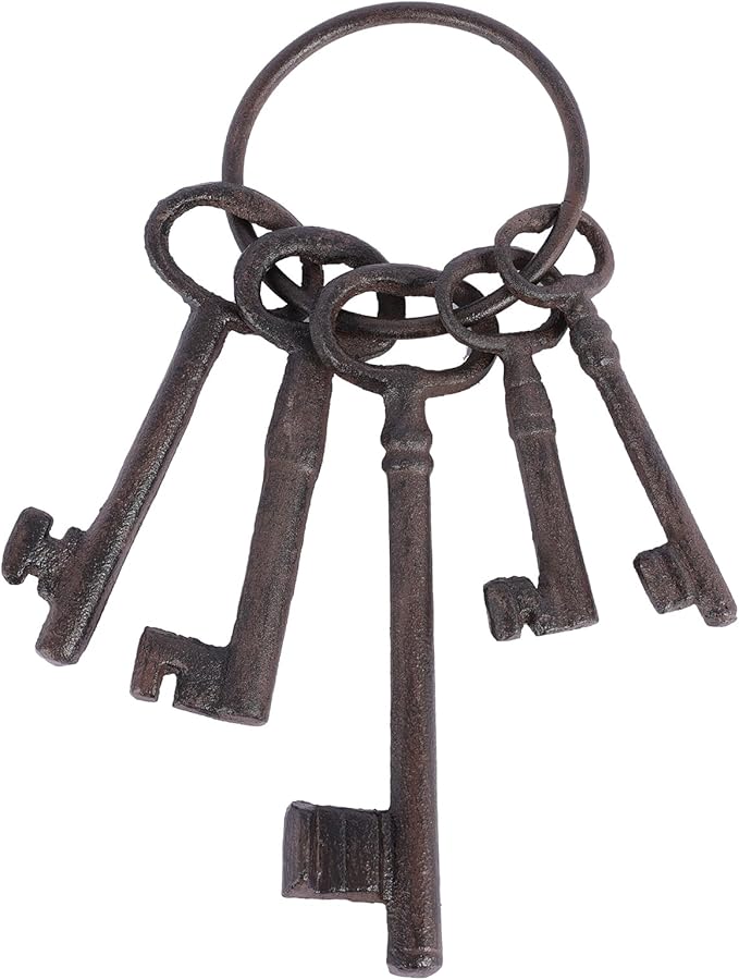 Cast Iron Keys Decor Vintage Pirate Keys Skeleton Keys For Antique Style Treasure Chest Keys Set Halloween Prop