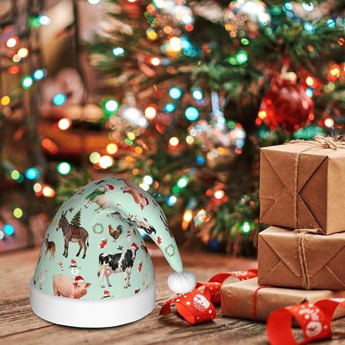Christmas Santa Hat for Adults,Holiday Unisex Xmas Hat for New Year Party Headwear